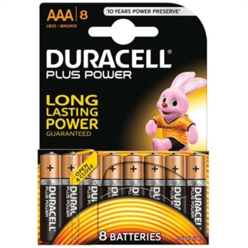 Baterii alcaline duracell plus lr03 aaa 1.5v (8 pcs)