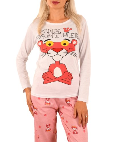 Pijama alb si roz pink panther - cod 44280