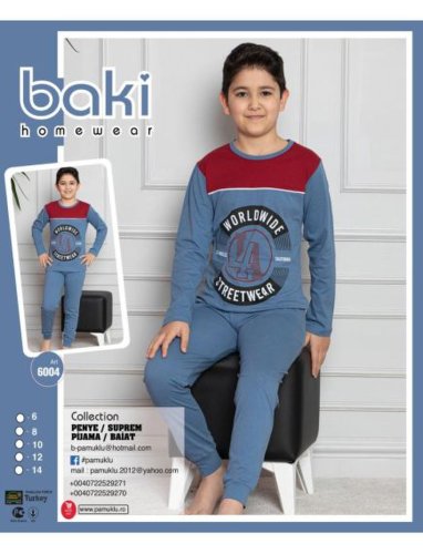 Pijama baieti cu model imprimat, penye, worldwide