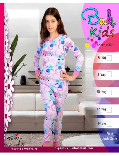 Pijama fete cu model imprimat, baki
