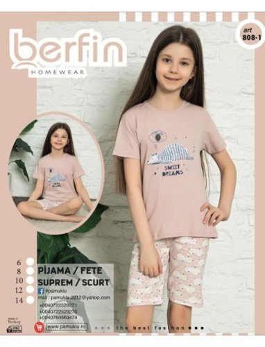 Pijama fete cu model imprimat, berfin, sweet dreams