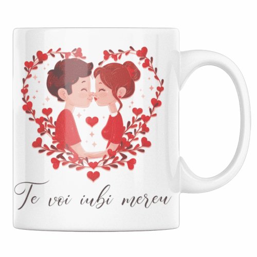 Cana ceramica personalizata cadou pentru valentine's day cu mesajul de dragoste te voi iubi mereu, priti global, 330 ml