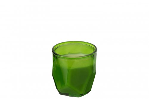 Lumanare, sticla, verde, 9x9x9.5