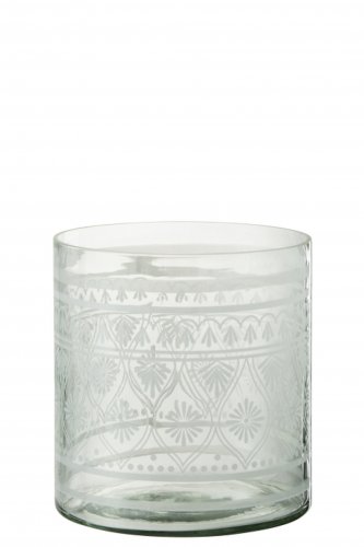 Suport lumanare pattern, sticla, transparent, 15x15x16 cm