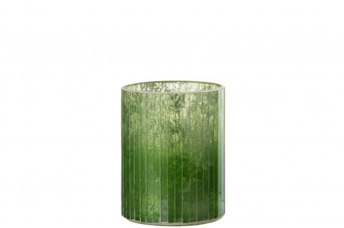 Suport lumanari, sticla, verde, 10x10x13