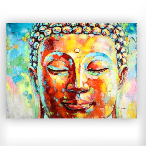 Tablou buddha, canvas lemn, multicolor, 120x90x3.5 cm