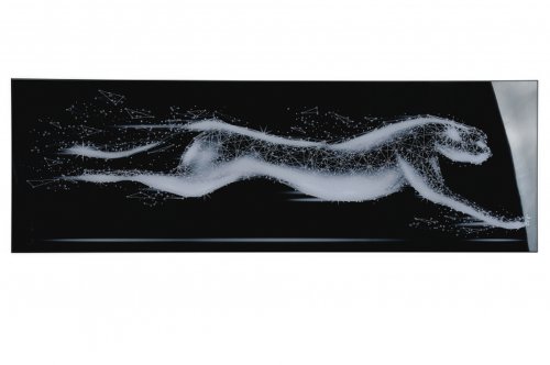 Tablou panther, acril, negru argintiu, 150x50x2.5 cm