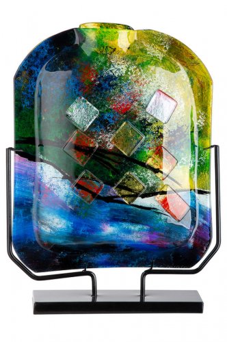 Vaza karree, sticla, multicolor, 10x36x46 cm