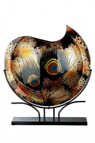 Vaza peacock round, sticla, multicolor, 9x32x37 cm