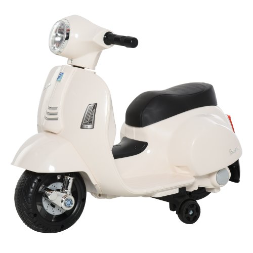 Homcom motocicleta electrica pentru copii cu licenta oficiala vespa baterie 6v pentru copii cu varste cuprinse intre 18-36 luni 66.5x38x52cm