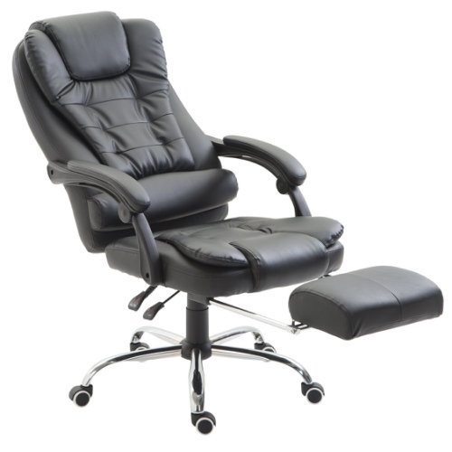 Homcom scaun pentru birou reglabil fotoliu rotativ cu taburet extraibil, negru