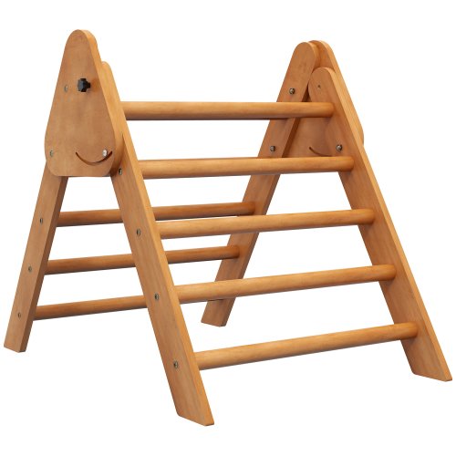 Homcom triunghi pikler pentru copii de 3+ ani, cadru de catarare din lemn pentru sala de joaca in interior