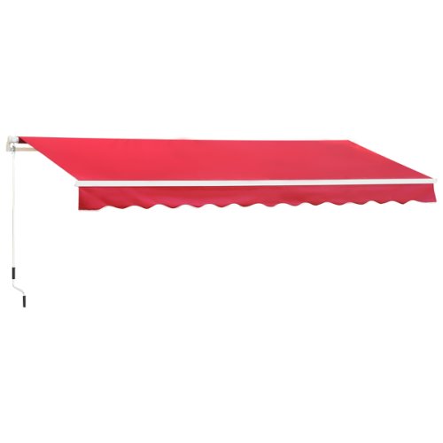 Outsunny copertina soare de exterior retractabila cu manivela, husă rezistentă la apă, metal si aluminiu, rosu inchis, 400x250cm