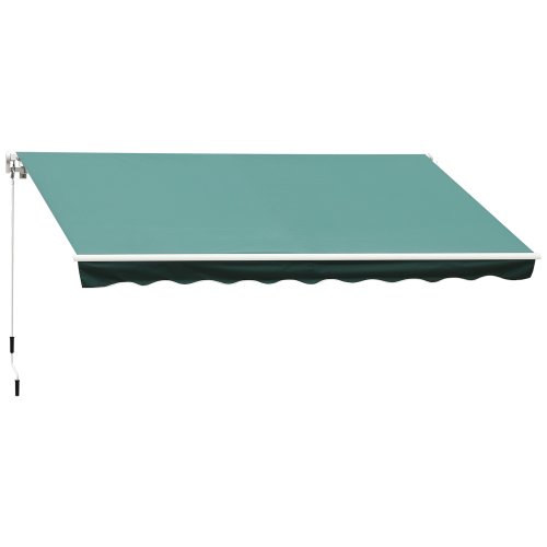Outsunny copertina soare de exterior retractabila cu manivela, husă rezistentă la apă, metal si aluminiu, verde, 400x250cm