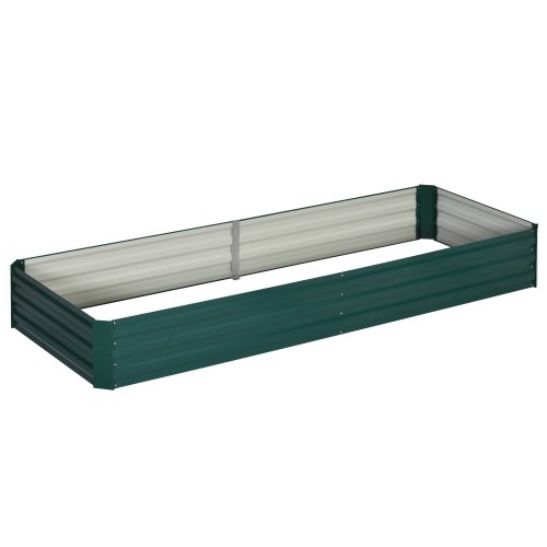 Outsunny pat suport de gradina inaltat din metal de exterior, suport pentru plante, flori si ierburi aromatice, verde