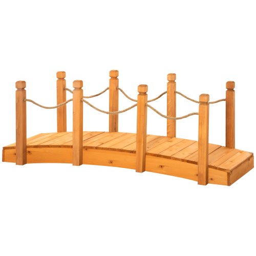 Podet din lemn outsunny de gradina arcuit cu parti laterale din funie de canepa, cadru din lemn de brad, 150x58x58,5 cm, portocaliu