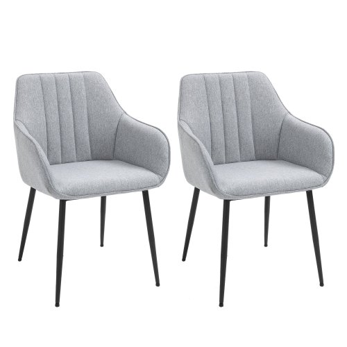 Set 2 scaune capitonate moderne in stil scandinav, spatar curbat pentru bucatarie, sufragerie, moi cu tesatura cu efect in homcom | aosom ro