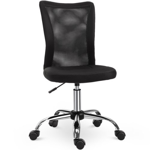 Vinsetto scaun de birou ergonomic rotativ fara cotiere, inaltime ajustabila cu 5 roti spatar transpirant, negru, 43x46x100cm