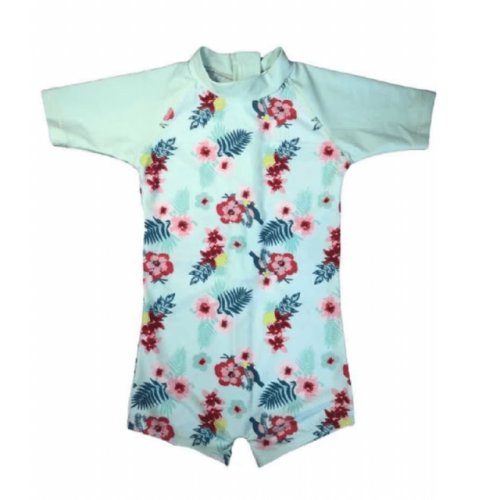Costume de baie inot pentru bebelusi si copii, protectie soare upf50+, mint floral, marimea 1