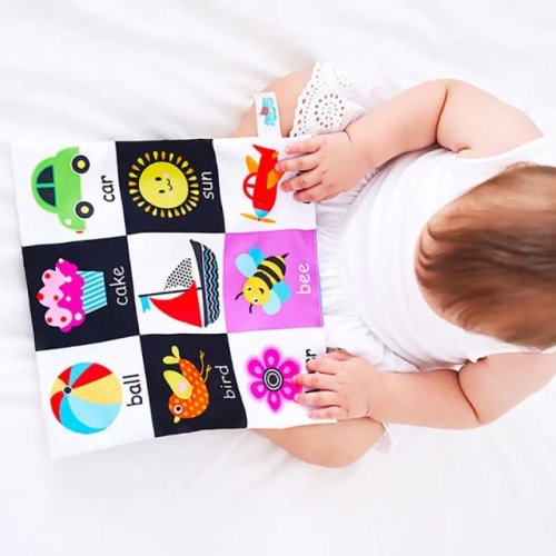 Paturica senzoriala bebe, jucarie moale educativa, 27 x 27 cm, empria, diverse modele