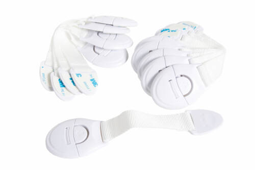 Buy4baby Set 10 sigurante flexibile textile pentru usi si sertare, 20 cm, alb