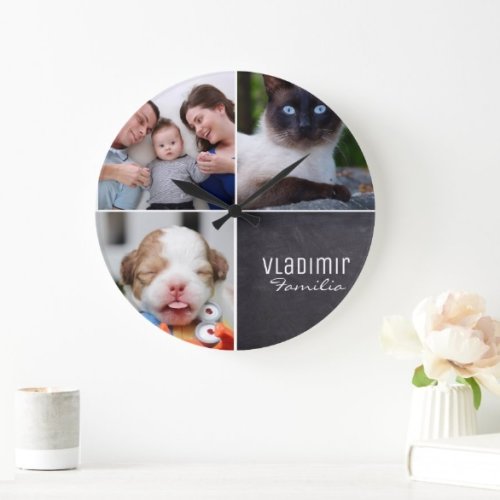 3gifts Ceas rotund personalizat 3 poze si text