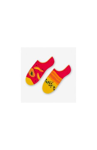 Talpici dama - sosete dama - din bumbac, cu model asimetric - happy socks - more s005-002 papayas