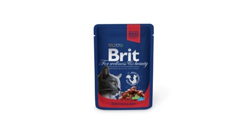 Brit premium cat plic cu vita si mazare 100 gr 7 plus 2 gratis