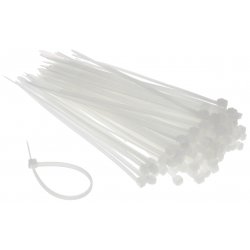 Set 100 buc soricei - coliere de plastic 100x2.5 mm, din nylon 66 albe