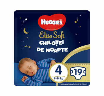 Scutece-chilotel de noapte Huggies elite soft (nr 4) 19 buc, 9-14 kg