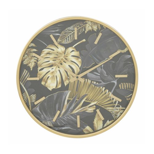 Ceas de perete, roma1640, auriu si negru, metal,mdf si sticla, 40x40x6 cm