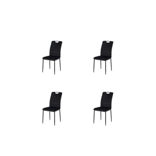 Kalenda Set 4 scaune riga, 43x54x92 cm, velvet negru