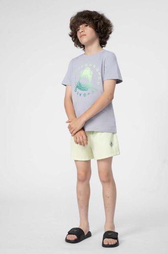 4f pantaloni scurti copii m018 culoarea verde, neted