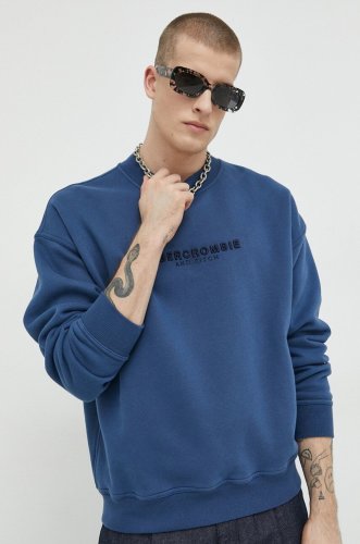 Abercrombie & fitch bluza barbati, culoarea albastru marin, cu imprimeu