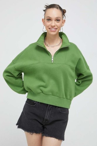 Abercrombie & fitch bluza femei, culoarea verde, neted