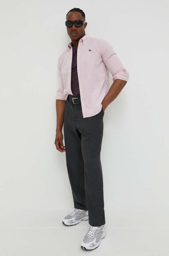 Abercrombie & fitch camasa barbati, culoarea roz, cu guler button-down, regular