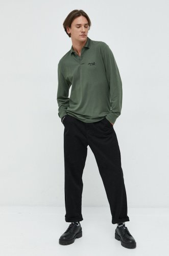 Abercrombie & fitch longsleeve barbati, culoarea verde, neted
