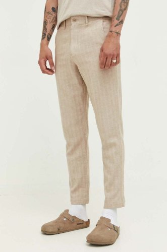 Abercrombie & fitch pantaloni din amestec de in culoarea maro, drept