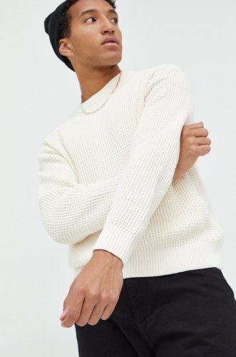 Abercrombie & fitch pulover de bumbac barbati, culoarea alb, light