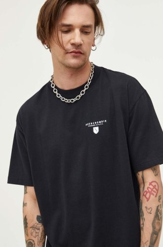 Abercrombie & fitch tricou din bumbac culoarea negru, cu imprimeu