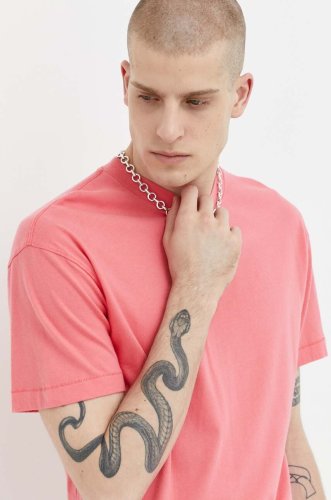 Abercrombie & fitch tricou din bumbac culoarea roz, neted