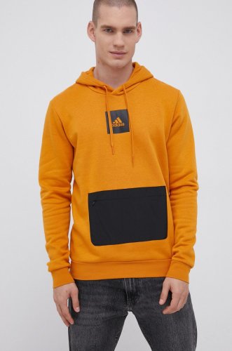 Adidas bluză bărbați, culoarea portocaliu, cu imprimeu