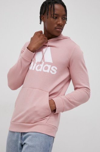 Adidas bluză bărbați, culoarea roz, cu imprimeu