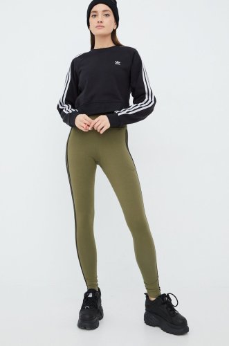 Adidas originals colanti trefoil moments he9559 femei, culoarea verde, cu imprimeu