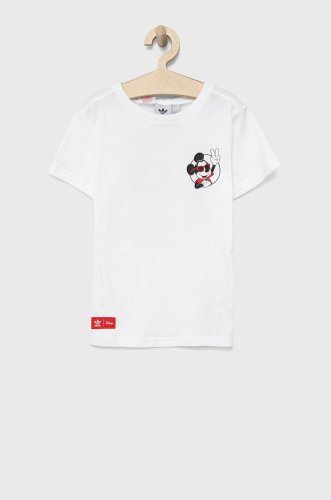 Adidas originals tricou de bumbac pentru copii disney culoarea alb, cu imprimeu