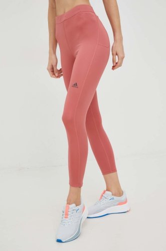 Adidas performance leggins de alergare run icons femei, culoarea portocaliu, neted
