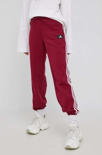 Adidas performance pantaloni femei, culoarea bordo, neted