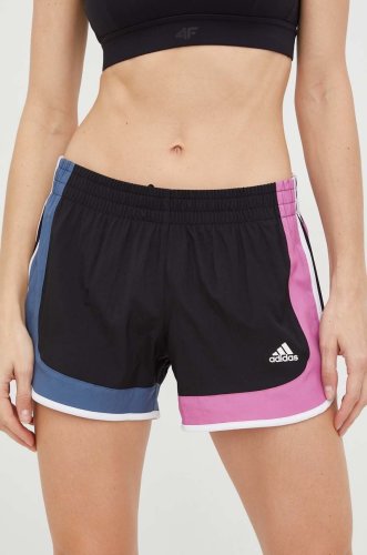 Adidas performance pantaloni scurți de alergare marathon 20 femei, culoarea negru, modelator, medium waist