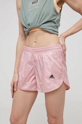 Adidas performance pantaloni scurti femei, culoarea roz, modelator, medium waist