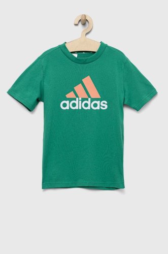 Adidas tricou de bumbac pentru copii u bl 2 tee culoarea verde, cu imprimeu